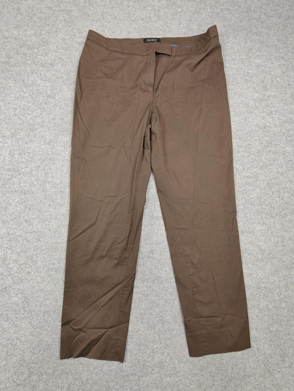 Peserico Pants Womens 48 Brown Chino Slim Straight Twill Stretch Made In Italy